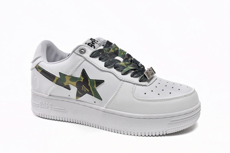 BP A Bathing Ape Bape Sta Low White Green Camouflage