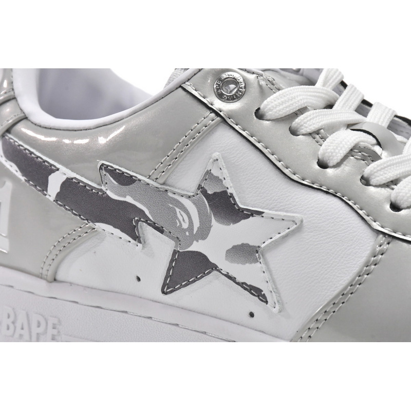BP A Bathing Ape Bape Sta Low White Grey Mirror Surface