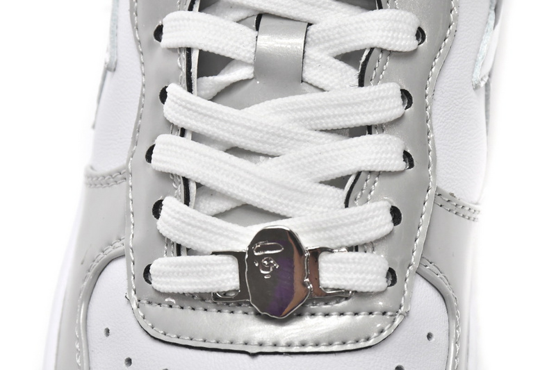 BP A Bathing Ape Bape Sta Low White Grey Mirror Surface