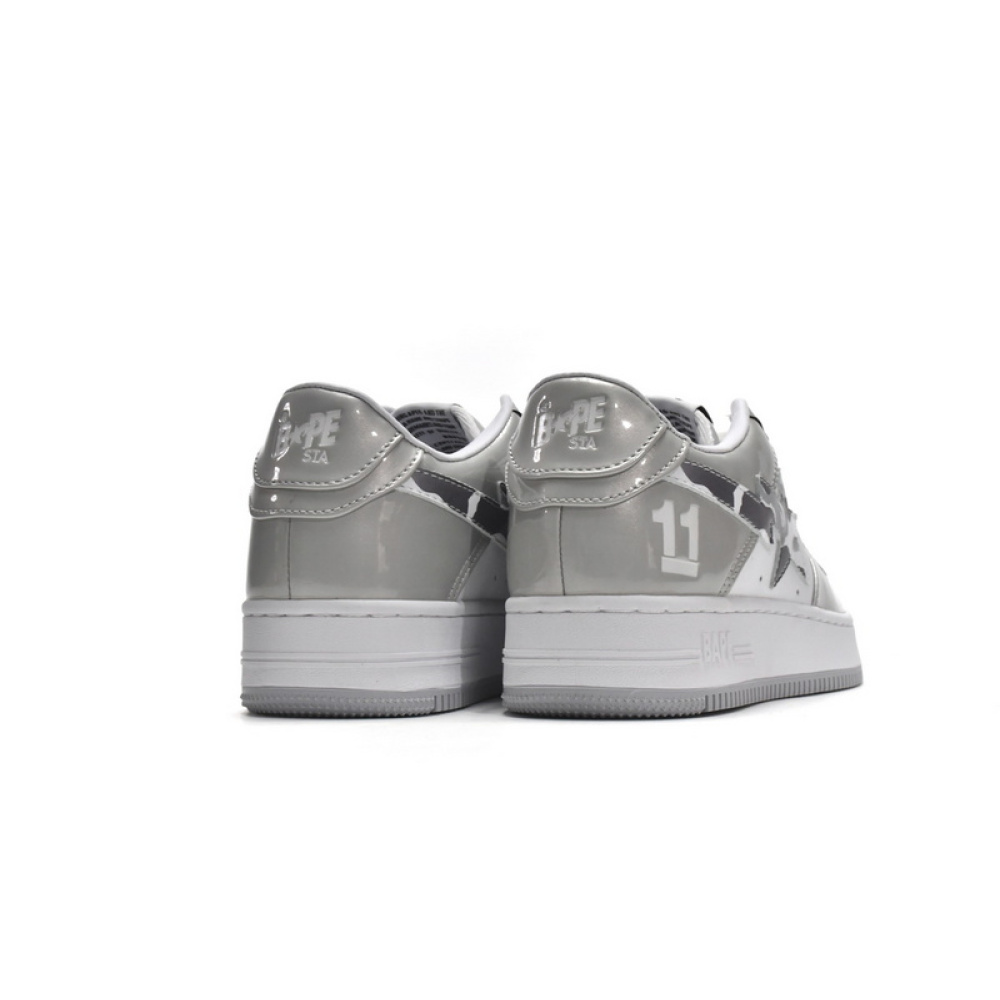 BP A Bathing Ape Bape Sta Low White Grey Mirror Surface