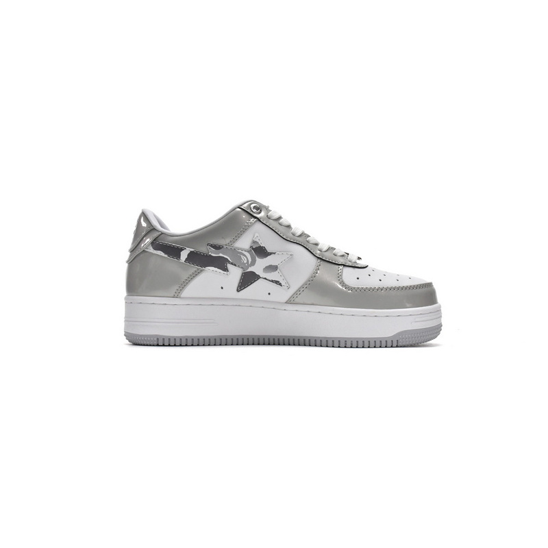 BP A Bathing Ape Bape Sta Low White Grey Mirror Surface