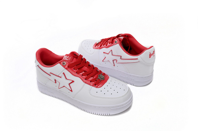 BP A Bathing Ape Bape Sta Low White Red Border