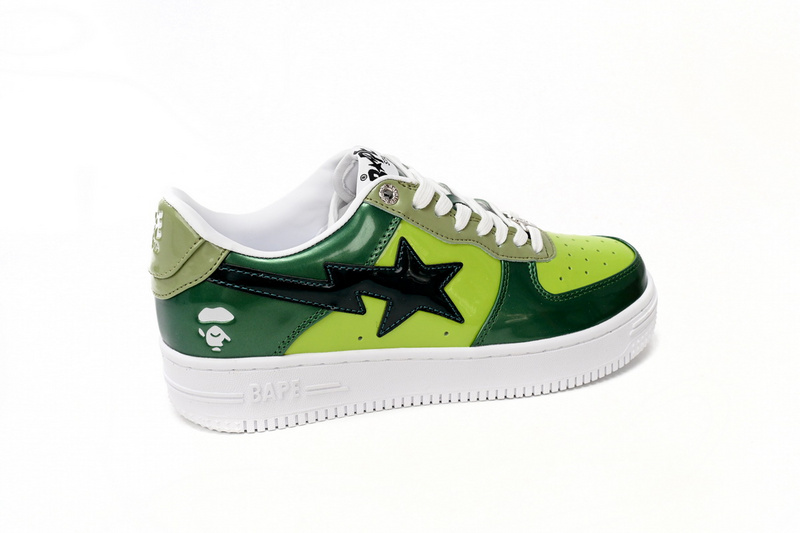 BP Bathing Ape Bape Sta Low Black Green Mirror Surface