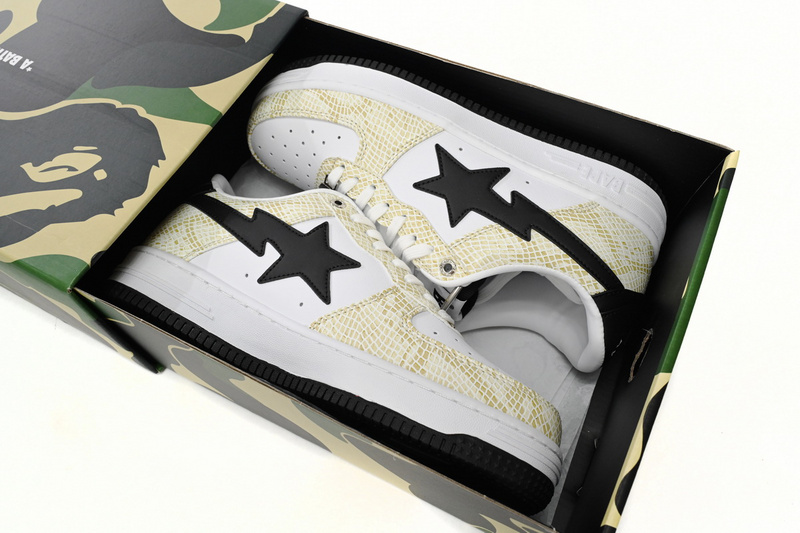 BP Bathing Ape Bape Sta Low White Snake Skin Pattern