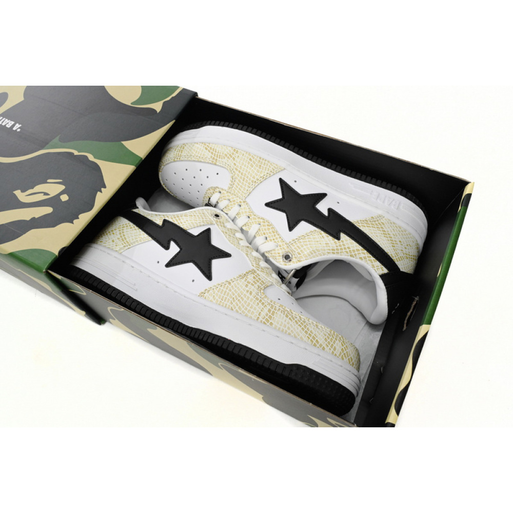 BP Bathing Ape Bape Sta Low White Snake Skin Pattern