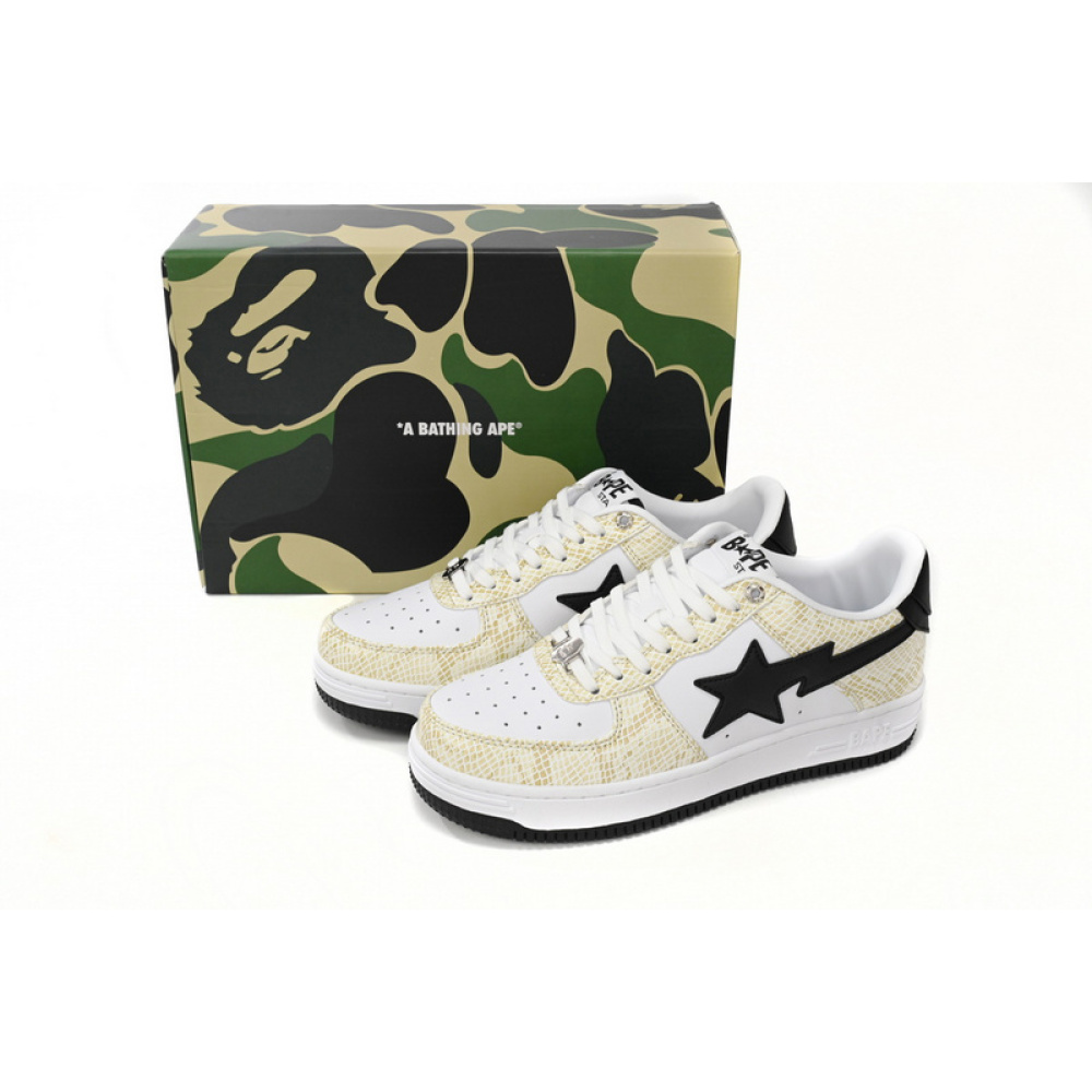 BP Bathing Ape Bape Sta Low White Snake Skin Pattern
