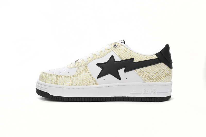BP Bathing Ape Bape Sta Low White Snake Skin Pattern