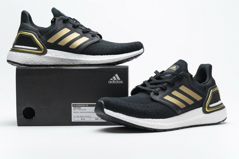 Adidas Ultra BOOST 20 CONSORTIUM Black Gold Metallic Real Boost