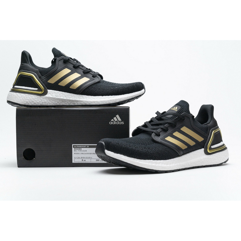 Adidas Ultra BOOST 20 CONSORTIUM Black Gold Metallic Real Boost