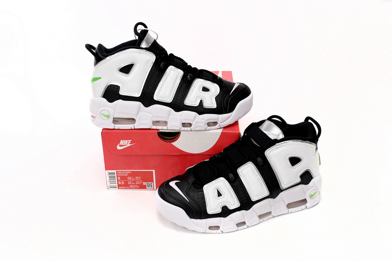 Nike Air More Uptempo Black And White Green Tick