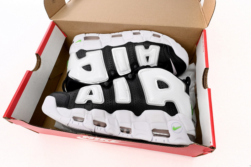 Nike Air More Uptempo Black And White Green Tick