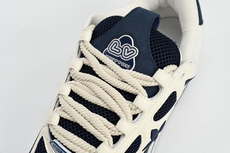 Louis Vuitton Leather lace up Fashionable Board Shoes Blue