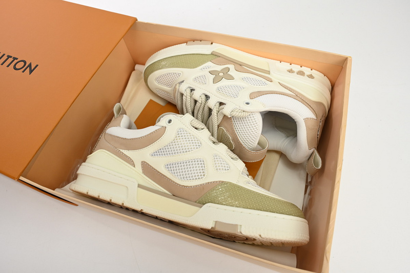 Louis Vuitton Leather lace up Fashionable Board Shoes Grey