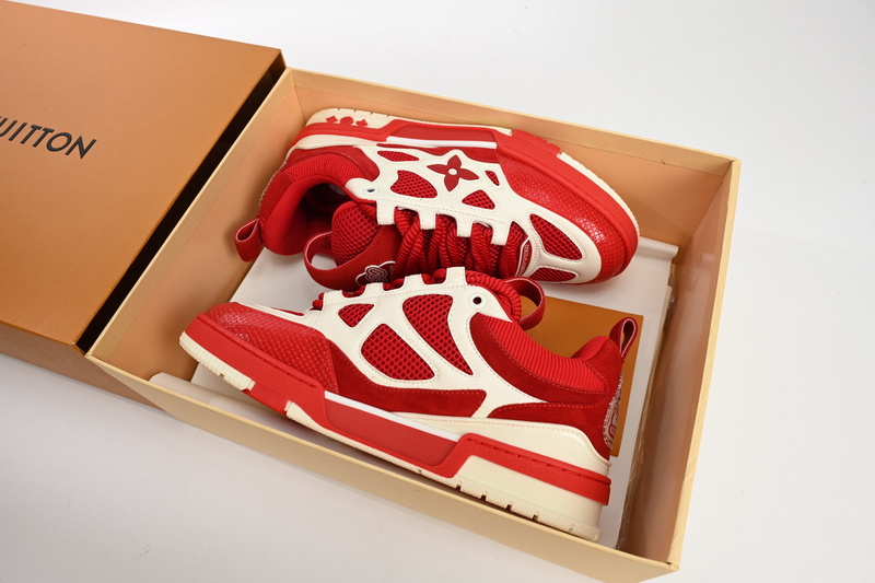 Louis Vuitton Leather lace up Fashionable Board Shoes Red