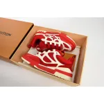 Louis Vuitton Leather lace up Fashionable Board Shoes Red