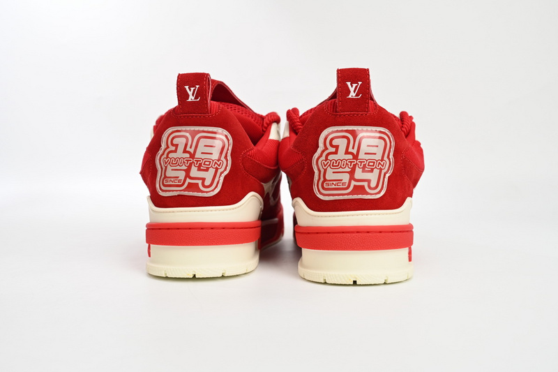 Louis Vuitton Leather lace up Fashionable Board Shoes Red