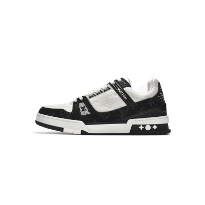 Louis Vuitton Trainer Black And White Cloth Cover 01