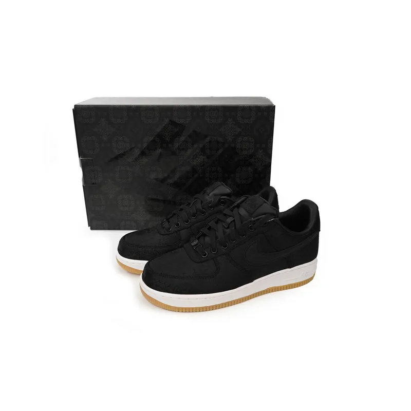 QF  Fragment Design x CLOT x Nike Air Force 1 Low Black Silk