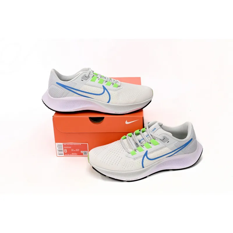  Nike AIR ZOOM PEGASUS 38 White Green Blue Tick