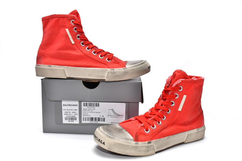 Balenciaga Paris High Destroyed - Red