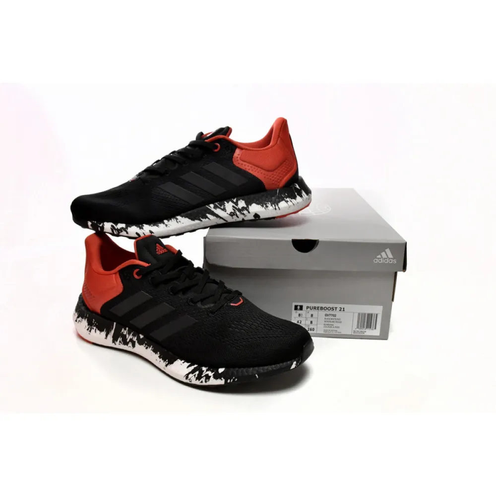 Adidas Pure Boost 21 Black Vivid Red