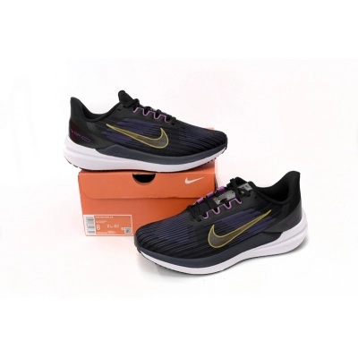 Nike Air Winflo 9 Black, Blue, and Yellow 02