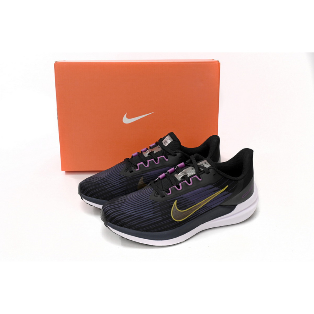 Nike Air Winflo 9 Black, Blue, and Yellow