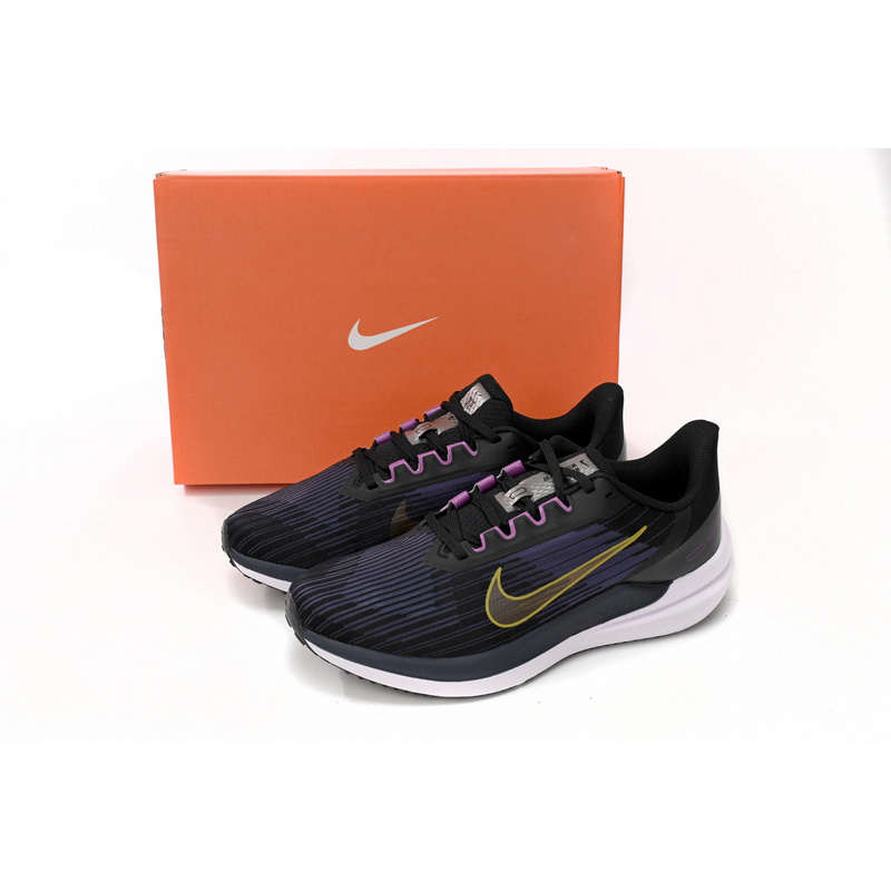 Nike Air Winflo 9 Black, Blue, and Yellow