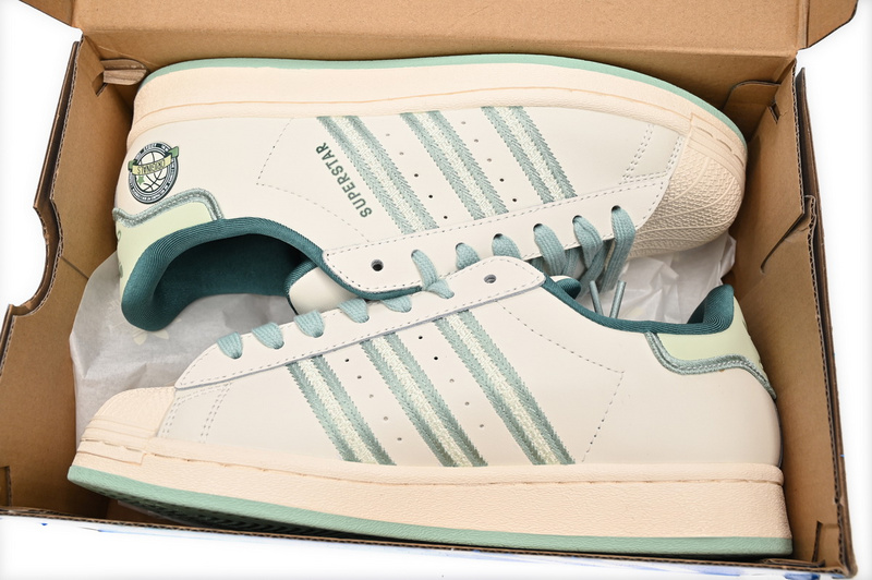 Adidas Superstar Shoes White New Cherry White Green