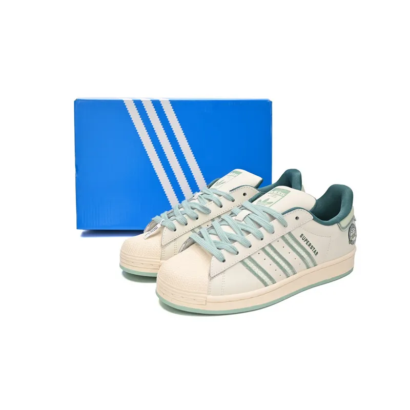 Adidas Superstar Shoes White New Cherry White Green