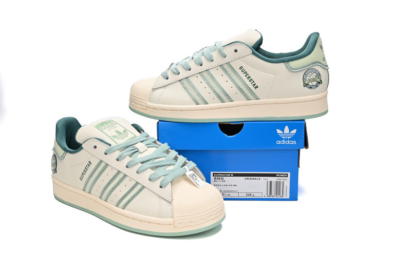 Adidas Superstar Shoes White New Cherry White Green