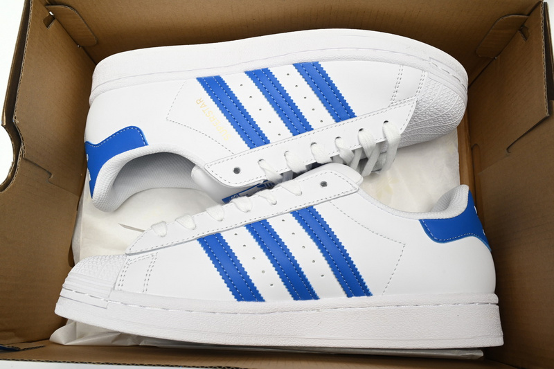 Adidas Superstar Shoes White Black Light Blue and White