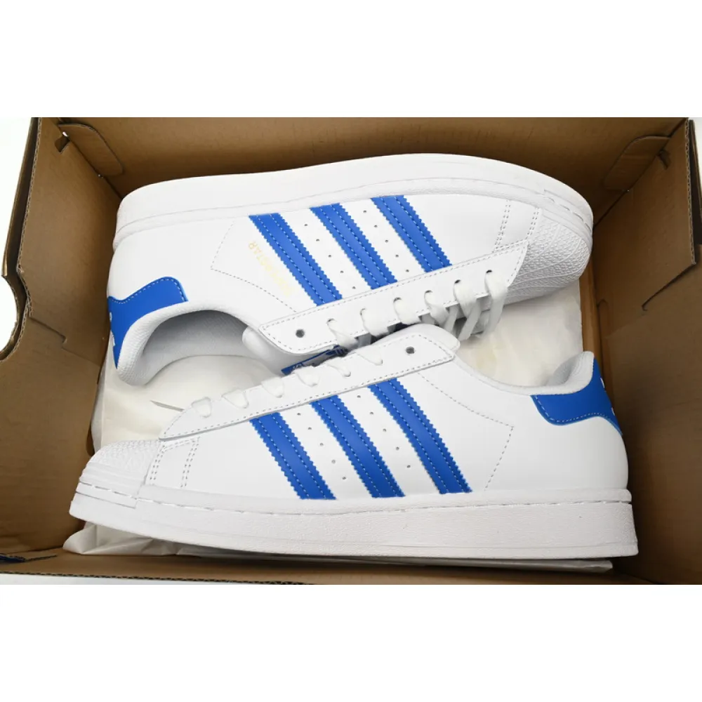 Adidas Superstar Shoes White Black Light Blue and White