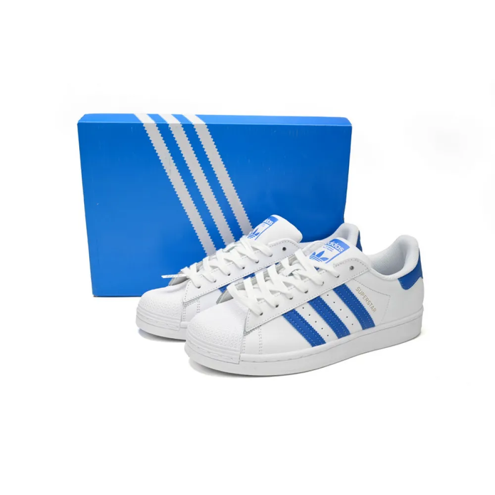 Adidas Superstar Shoes White Black Light Blue and White