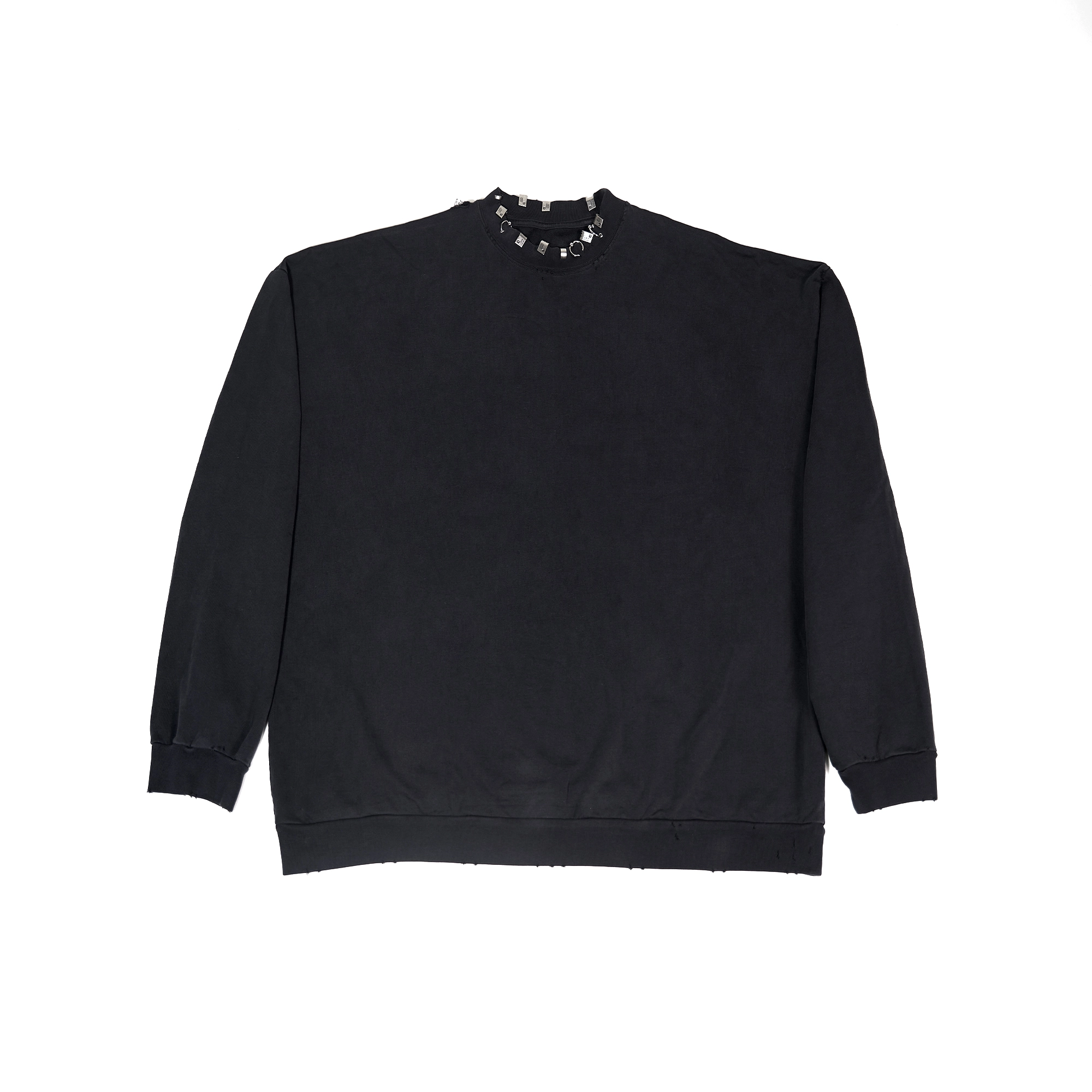Balenciaga Pierced Round Sweatshirt Oversized in Black Faded