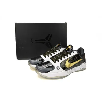 Nike Kobe V Protro Black White Gold 02