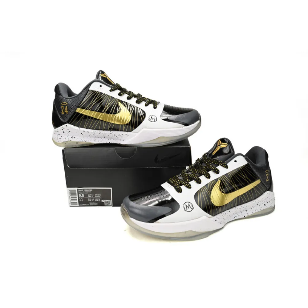 Nike Kobe V Protro Black White Gold
