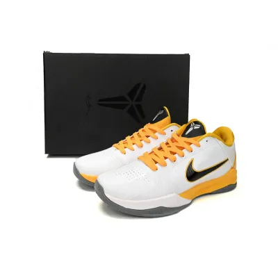 New Sale Nike Zoom Kobe 5 V X White Black Yellow Shoes 02