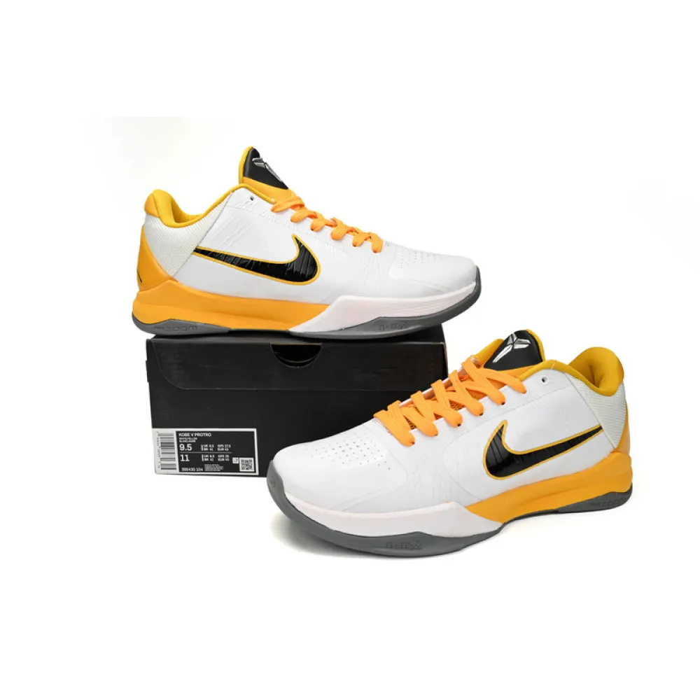 New Sale Nike Zoom Kobe 5 V X White Black Yellow Shoes