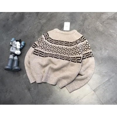 CELINE- Oatmeal gray jacquard sweater 02
