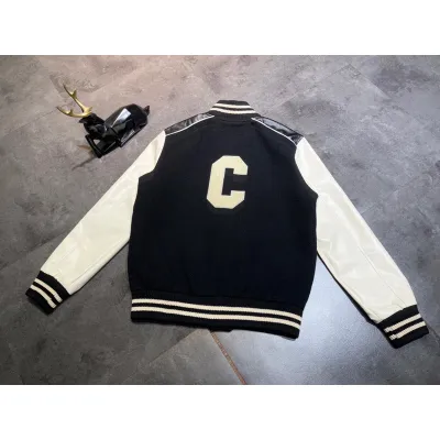 CELINE- Wool and leather baseball jersey 02