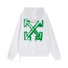 OFF WHITE-Hooded sweater with green arrow pattern