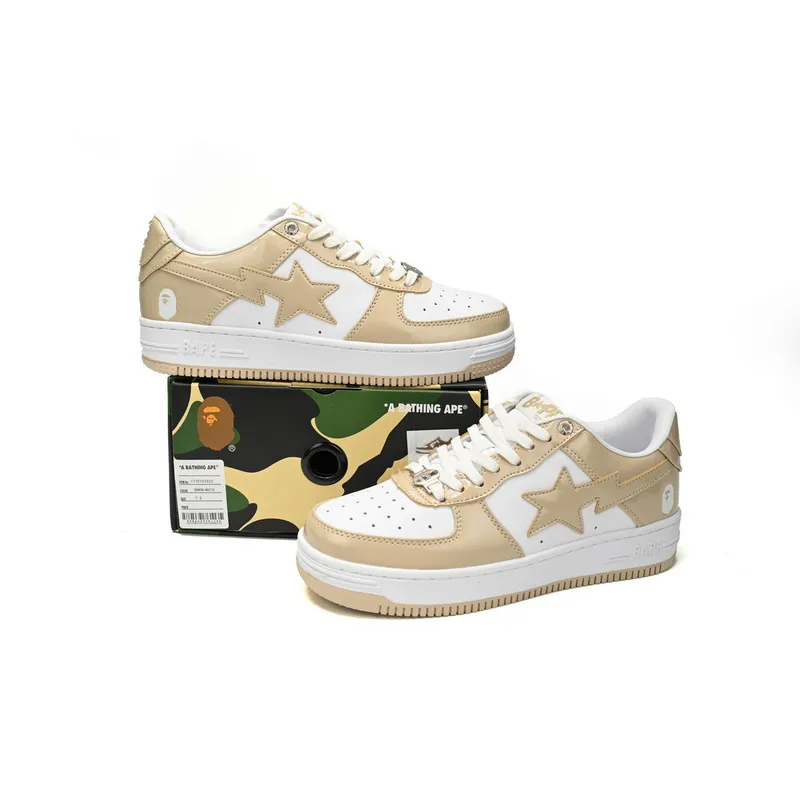 BP A Bathing Ape Bape Sta Low Brown White Mirror Surface