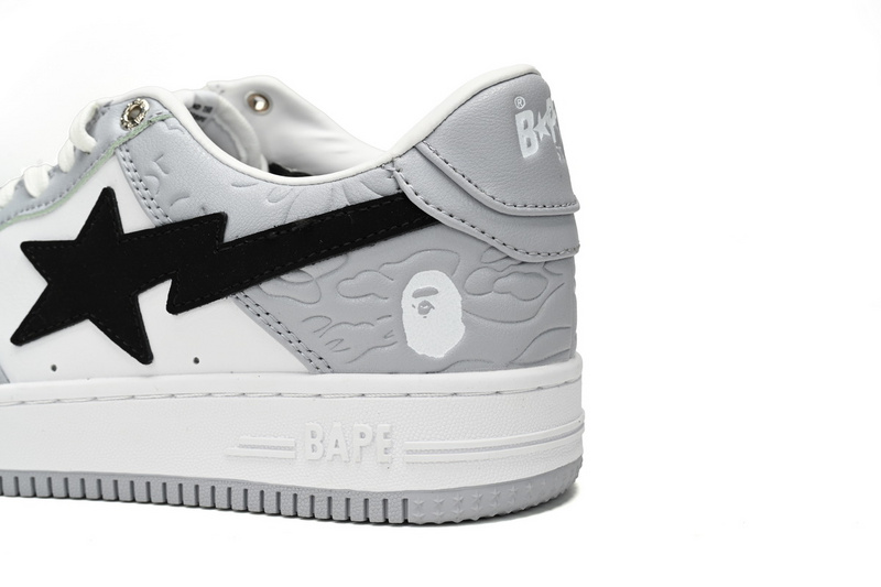 BP A Bathing Ape Bape Sta Low White Gray embossing