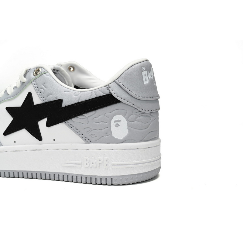 BP A Bathing Ape Bape Sta Low White Gray embossing