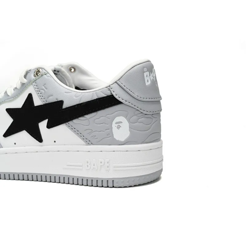 BP A Bathing Ape Bape Sta Low White Gray embossing