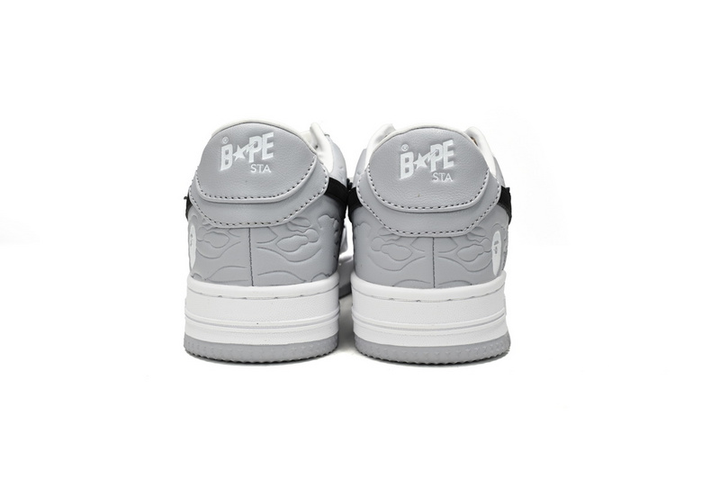 BP A Bathing Ape Bape Sta Low White Gray embossing