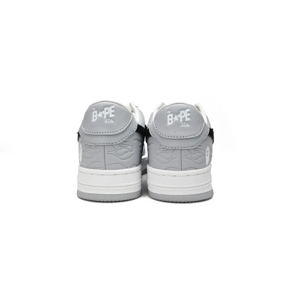 BP A Bathing Ape Bape Sta Low White Gray embossing