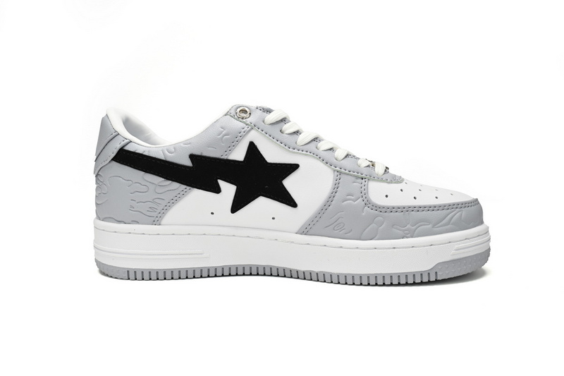 BP A Bathing Ape Bape Sta Low White Gray embossing