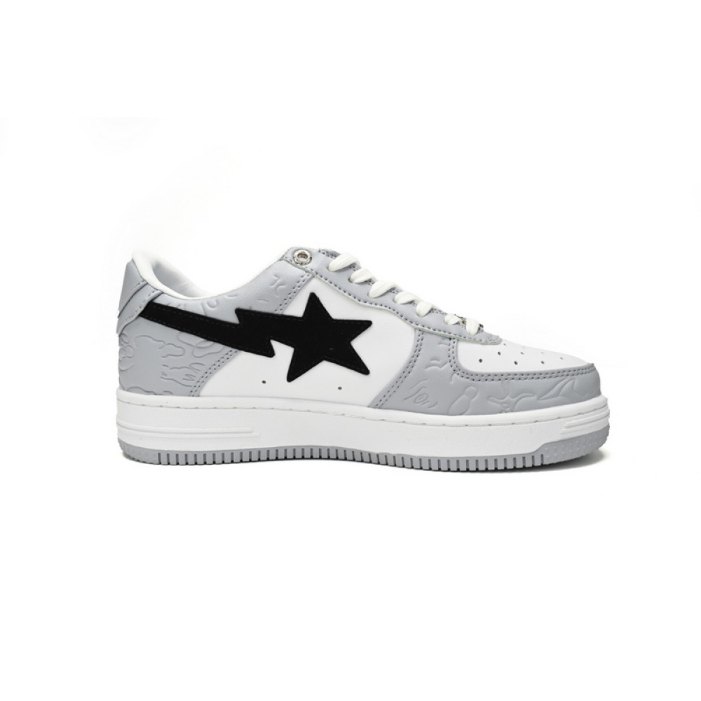 BP A Bathing Ape Bape Sta Low White Gray embossing
